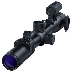 Variable magnification thermal rifle scope with 1200 yard rangefinder.